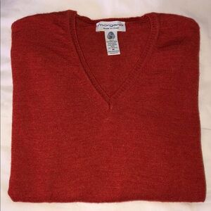 MORGANO Women’s 100% Wool Long Sleeve Vneck Burnt Orange Sweater Medium